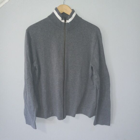 Michael Kors Large Full Zip Cardigan Sweater-100% Cotton-Business Casual-Minimal - Picture 1 of 7